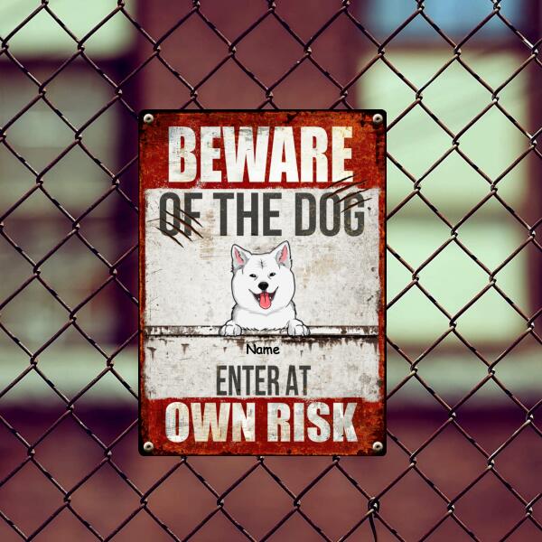 Pawzity Beware Of The Dogs Metal Yard Sign, Gifts For Dog Lovers, Enter At Own Risk Warning Signs