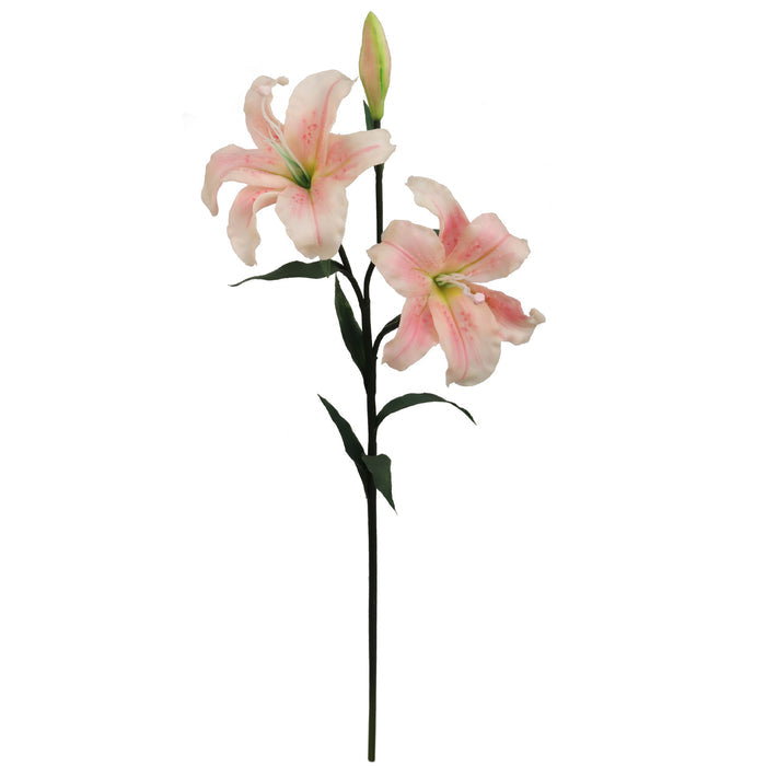 Artificial Premium Pink White Real Touch Tiger Lily- 35" Artificial Flowers ArtificialFlowers