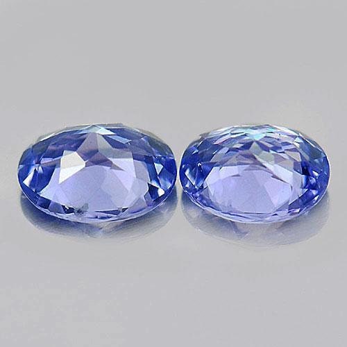 1.24tcw, Natural Slightly Purplish Blue Tanzanite, 6x5mm Oval Cut, 2 Pieces, VS, Loose Stone, Matched Pair