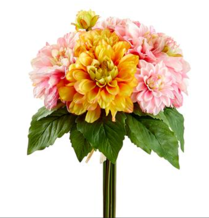 12.5" Dahlia Bouquet ( FBQ041-Yellow Orange )