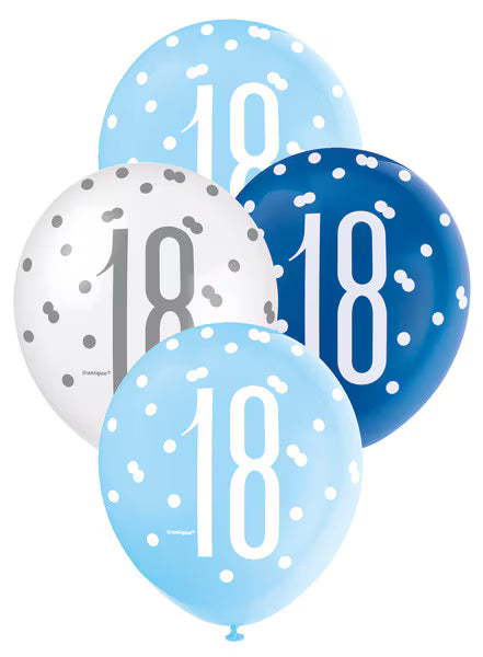 18" PARTY BALLOONS BLUE/BABY BLUE/WHITE