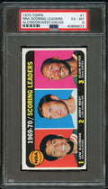 1970 Topps BkB Card # 1 Lew Alcindor Jerry West Elvin Hayes HOF LDRS PSA 6 EX-MT (MGD2)