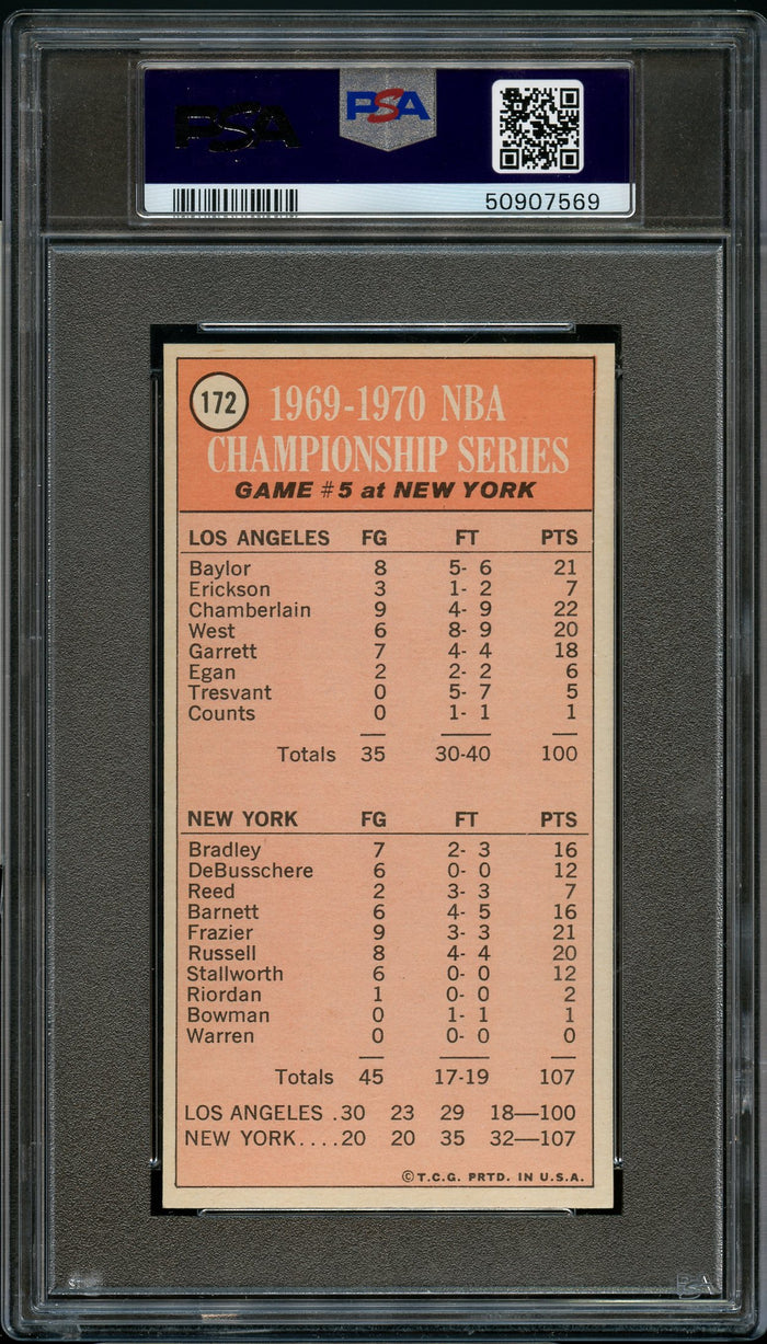 1970 Topps BkB Card #172 Bill Bradley HOF PLAY OFF GAME 5 PSA NM 7 (MGD2)