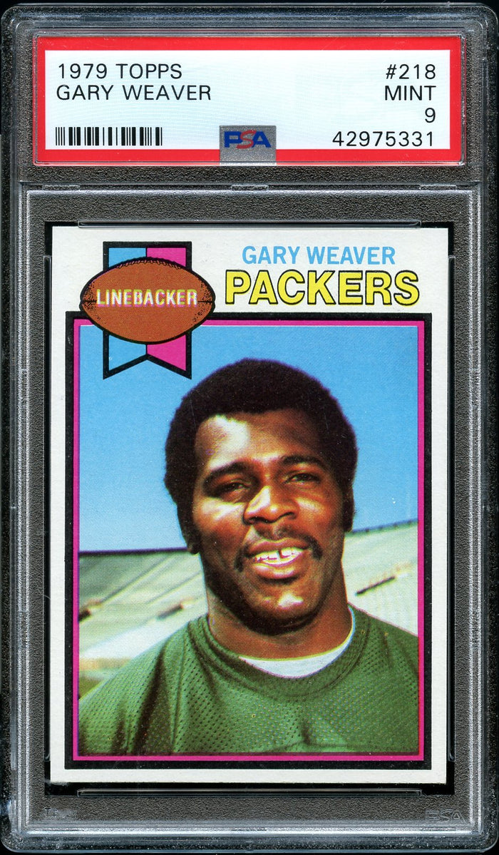 1979 Topps FB Card #218 Gary Weaver Green Bay Packers ROOKIE RC PSA MINT 9 (MGD2)