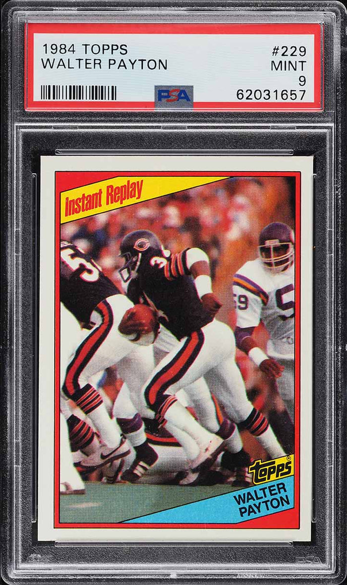 1984 Topps FB Card #229 Walter Payton Chicago Bears HOF INSTANT REPLAY PSA 9 (MGD2)