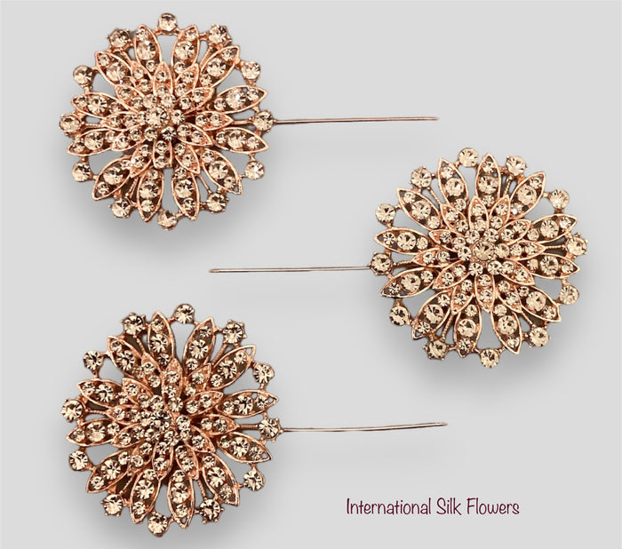 2.5'' Rhinestone Pearl Pin ( 4899-Rose Gold )