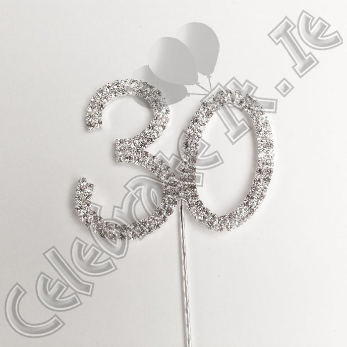 25 - Silver Diamante Number Pick