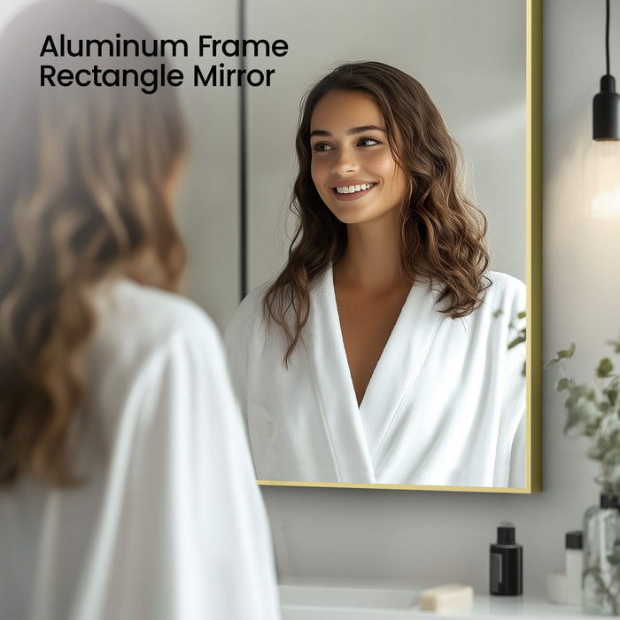 30" x 36" Shatterproof Wall Mount Metal Frame Mirror - FM1-3036