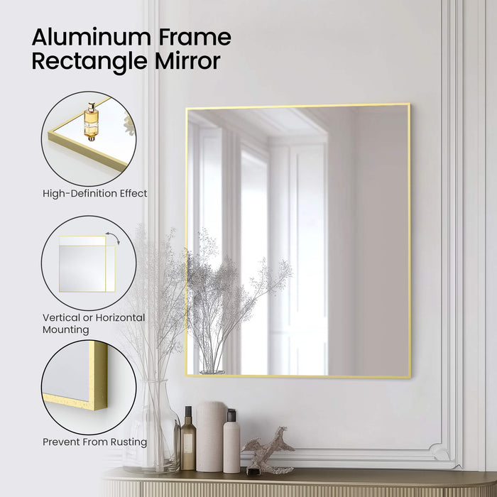 30" x 36" Shatterproof Wall Mount Metal Frame Mirror - FM1-3036