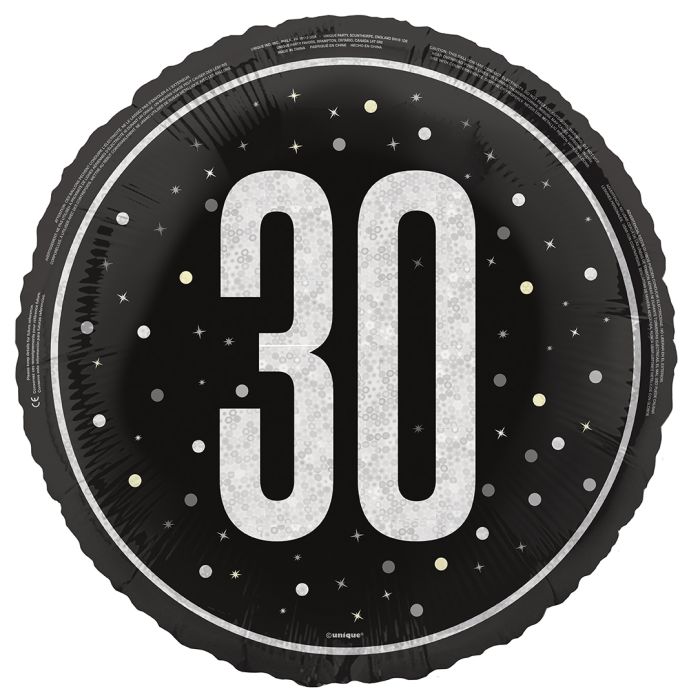 30TH HELLIUM BALLON BLACK
