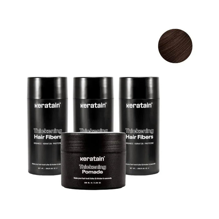 3x Keratain hair fibers + free Keratain pomade – Dark brown (25 gr) - Hairgivers