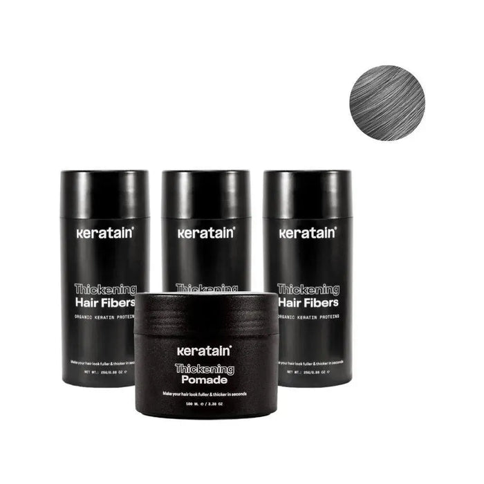 3x Keratain hair fibers + free Keratain pomade – Gray (25 gr) - Hairgivers
