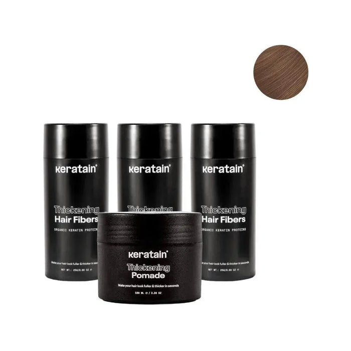 3x Keratain hair fibers + free Keratain pomade – Light brown (25 gr) - Hairgivers