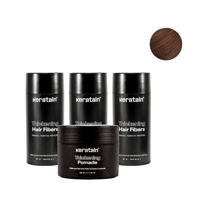 3x Keratain hair fibers + free Keratain pomade – Medium brown (25 gr) - Hairgivers