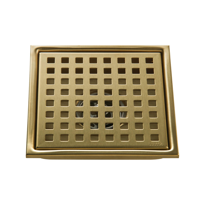 6 inch Square Shower Drain with Square Grid Grate - CFD-0602