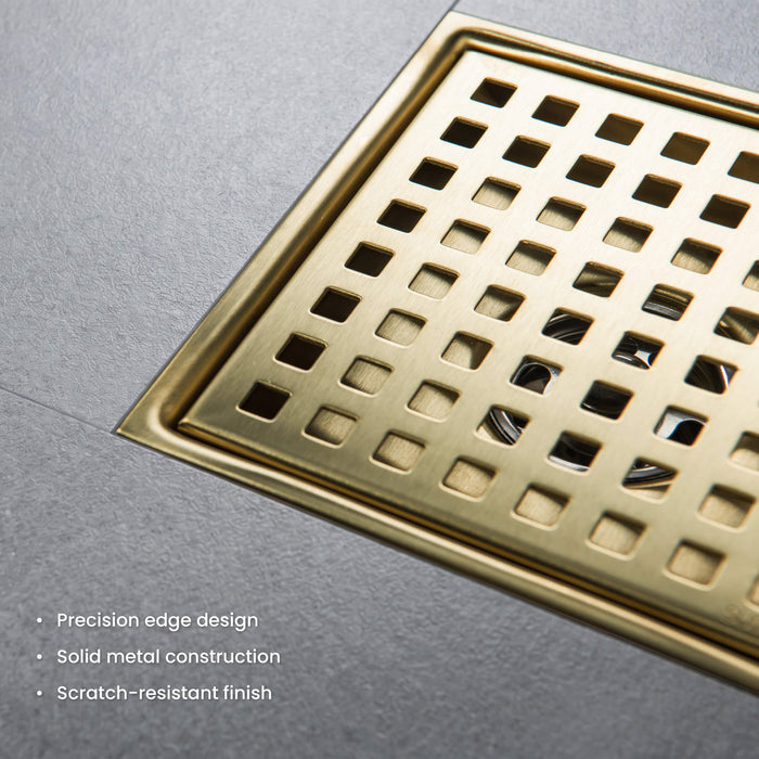 6 inch Square Shower Drain with Square Grid Grate - CFD-0602