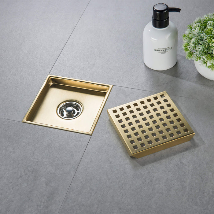 6 inch Square Shower Drain with Square Grid Grate - CFD-0602
