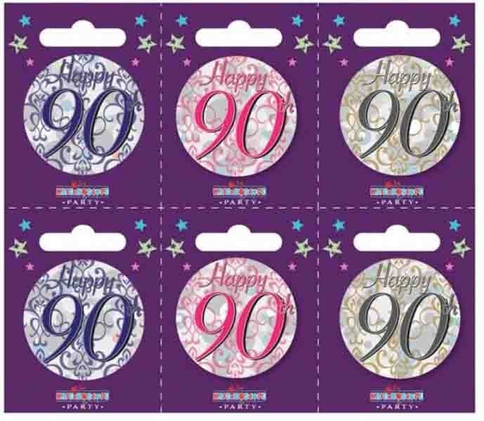 90th Birthday Badge  Assorted Design