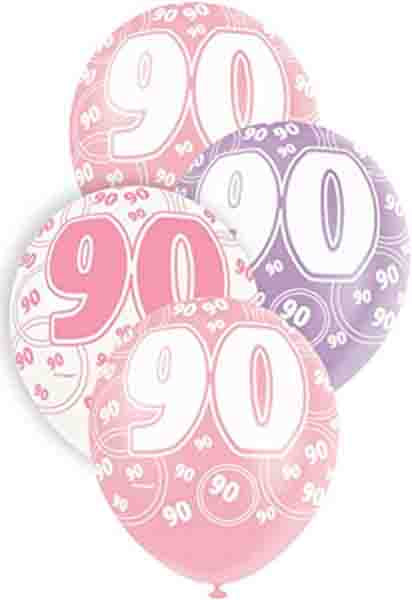 90th Latex Balloons x 6