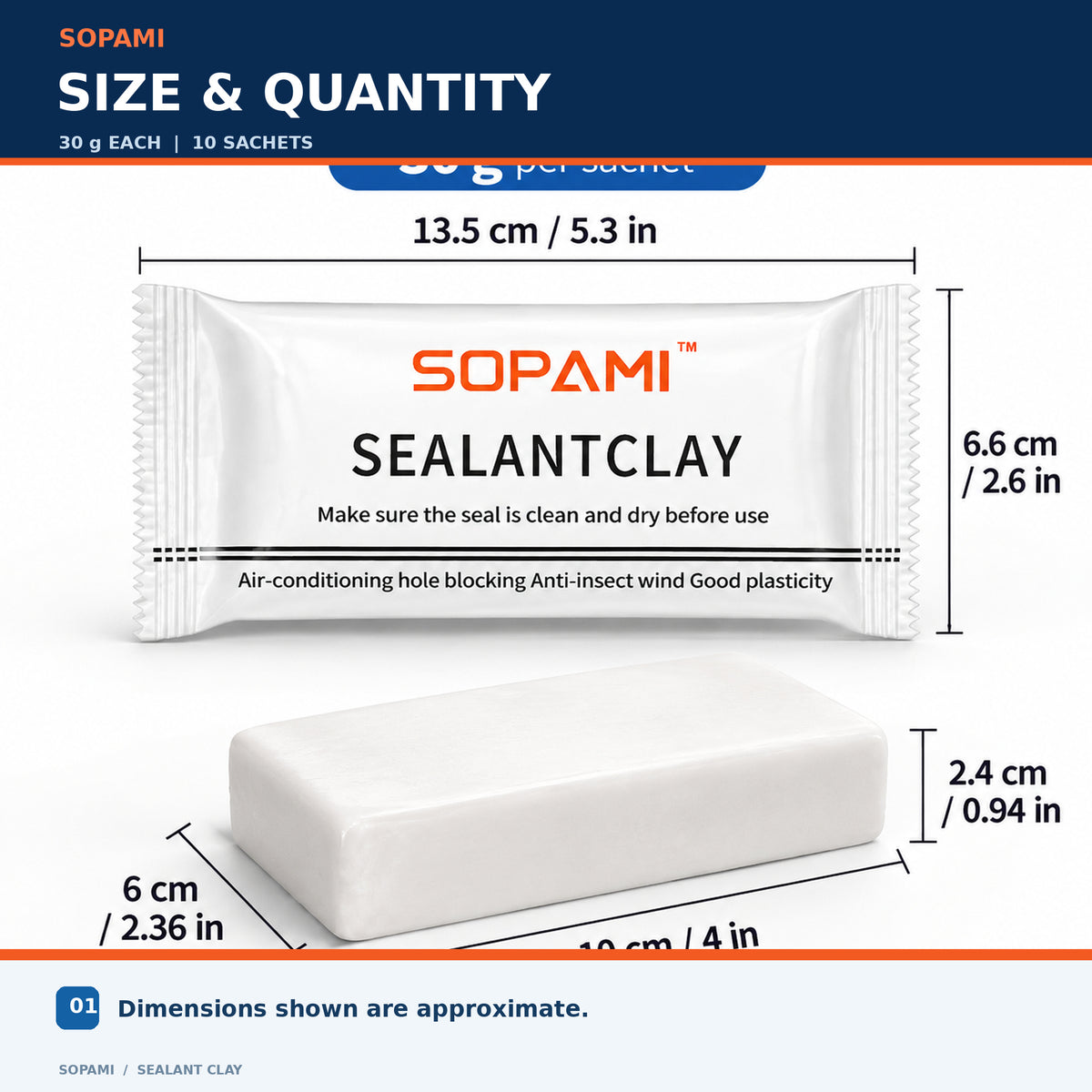 SOPAMI Flexible Sealant Clay – Waterproof Sealing Putty for Wall Cracks, AC Holes, Pipes & Gaps, DIY Home Repair