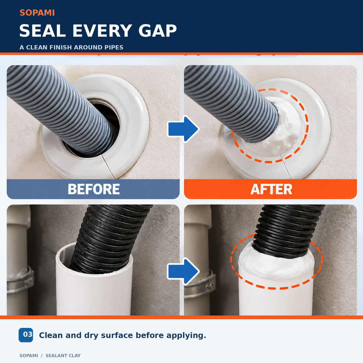 SOPAMI Flexible Sealant Clay – Waterproof Sealing Putty for Wall Cracks, AC Holes, Pipes & Gaps, DIY Home Repair