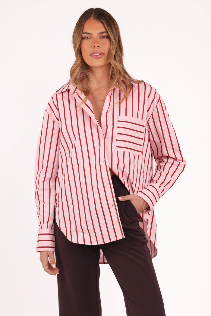 Petal and Pup USA TOPS Adam Stripe Shirt - Pink