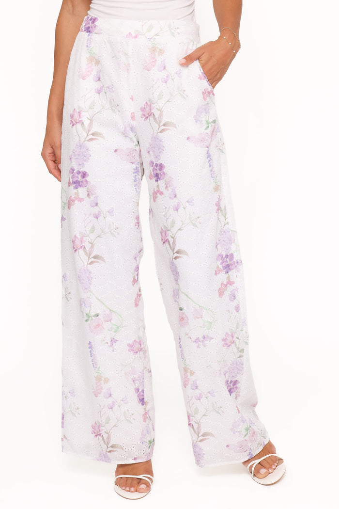Petal and Pup USA BOTTOMS Adams Fitted Pant - Purple Floral