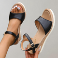 Adjustable Black Wedge Sandals for Women – Stylish & Comfortable