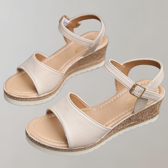 Adjustable Black Wedge Sandals for Women – Stylish & Comfortable
