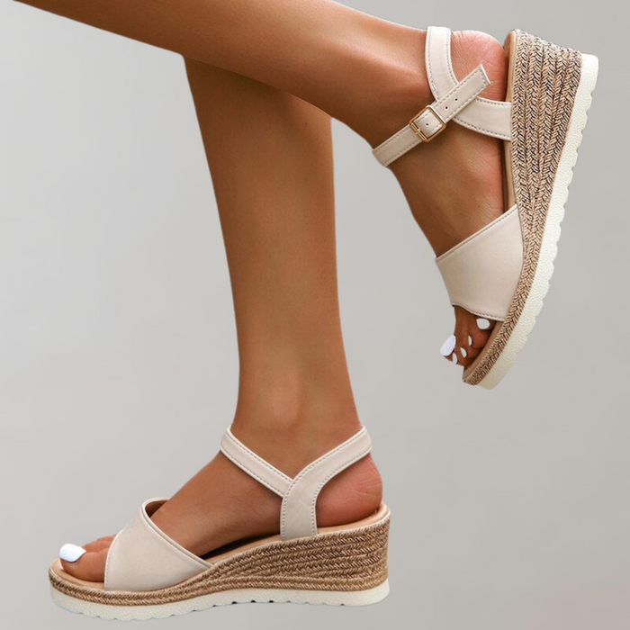 Adjustable Black Wedge Sandals for Women – Stylish & Comfortable