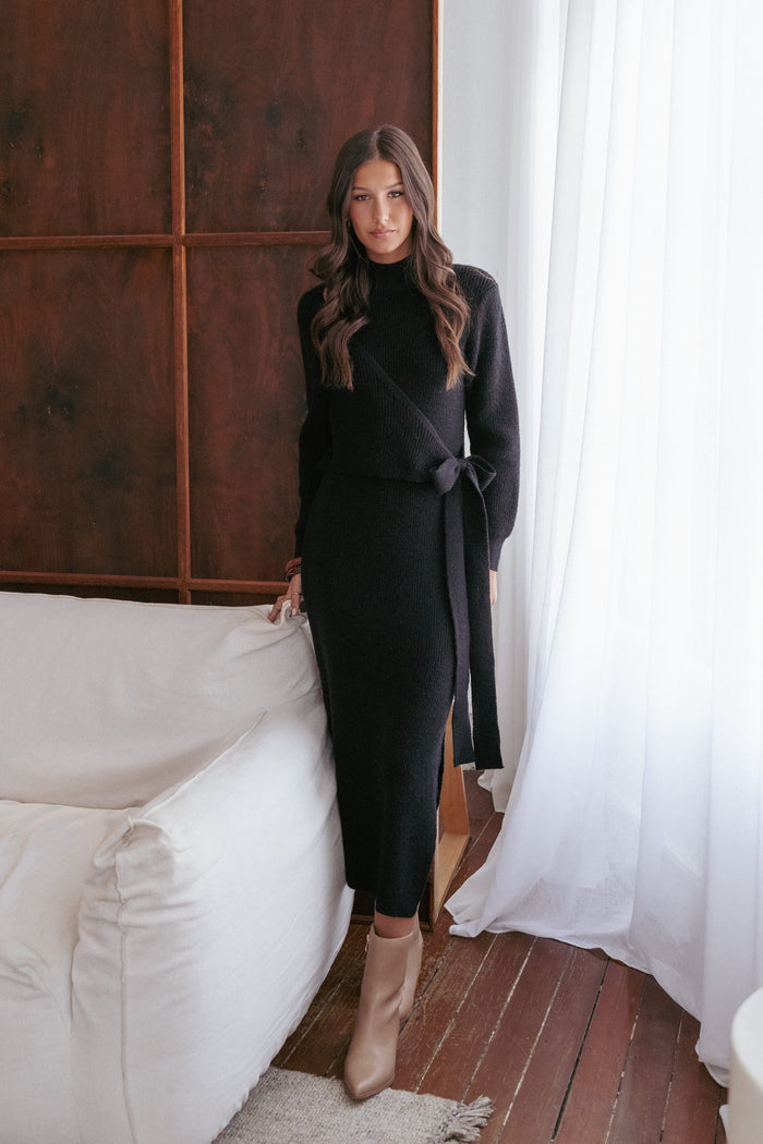 Petal and Pup USA DRESSES Aerin Knit Dress - Black