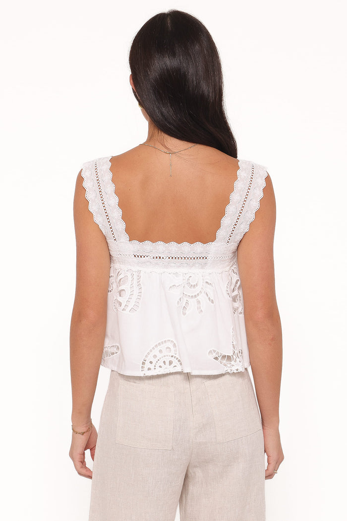 Petal and Pup USA TOPS Aideen Eyelet Top - White Shell