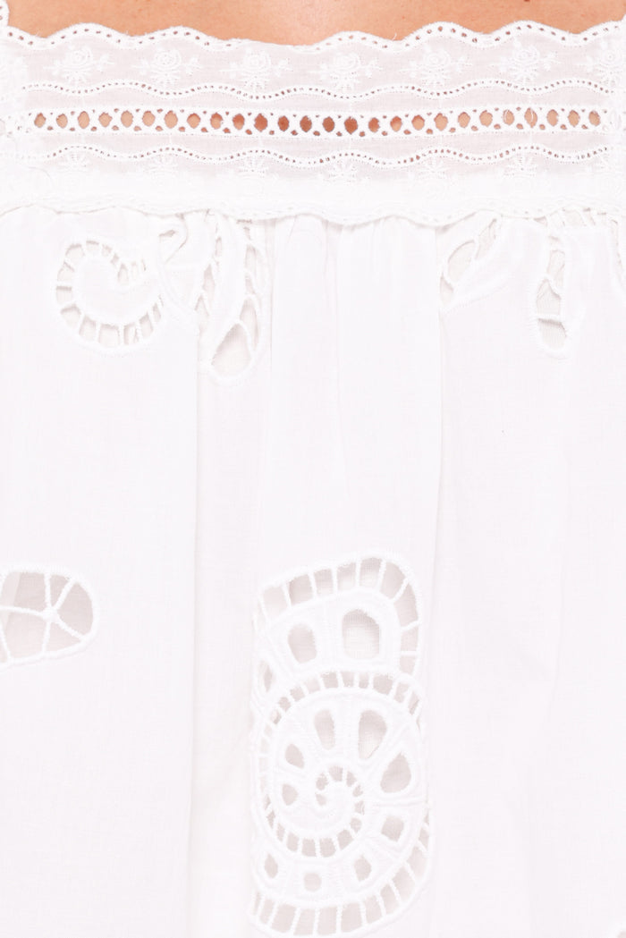 Petal and Pup USA TOPS Aideen Eyelet Top - White Shell