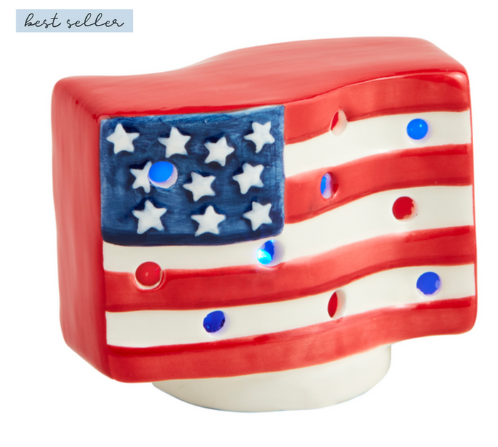 American Flag Light Up Sitter - Pine & Moss