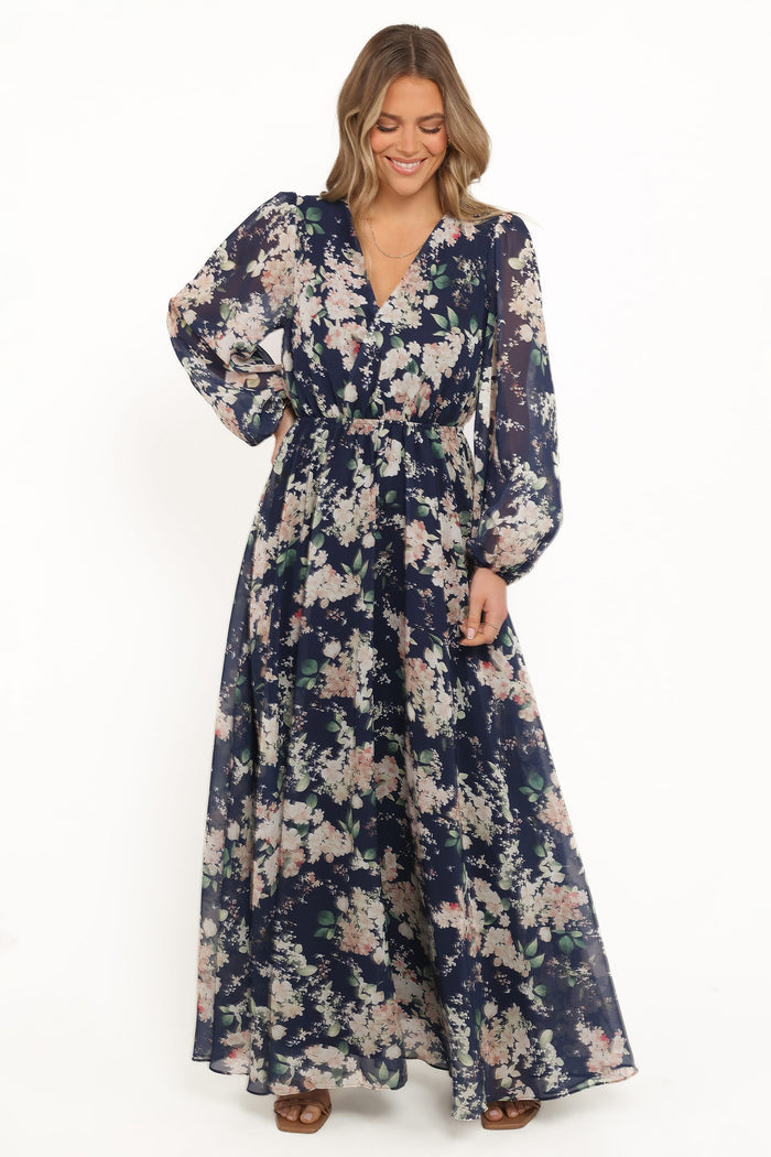Petal and Pup USA DRESSES Anisa Maxi Dress - Navy Floral