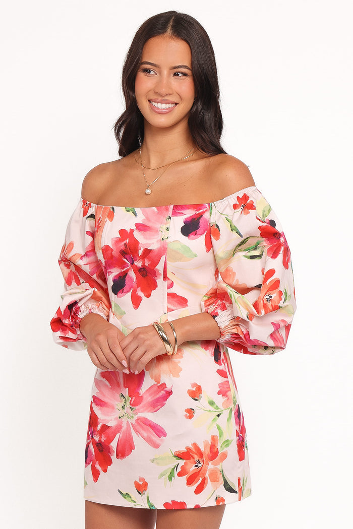 Petal and Pup USA DRESSES Annette Mini Dress - Orange Floral