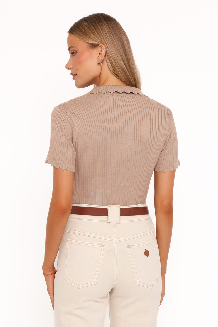 Petal and Pup USA TOPS Aradia Scallop Collar Polo - Grey Morn