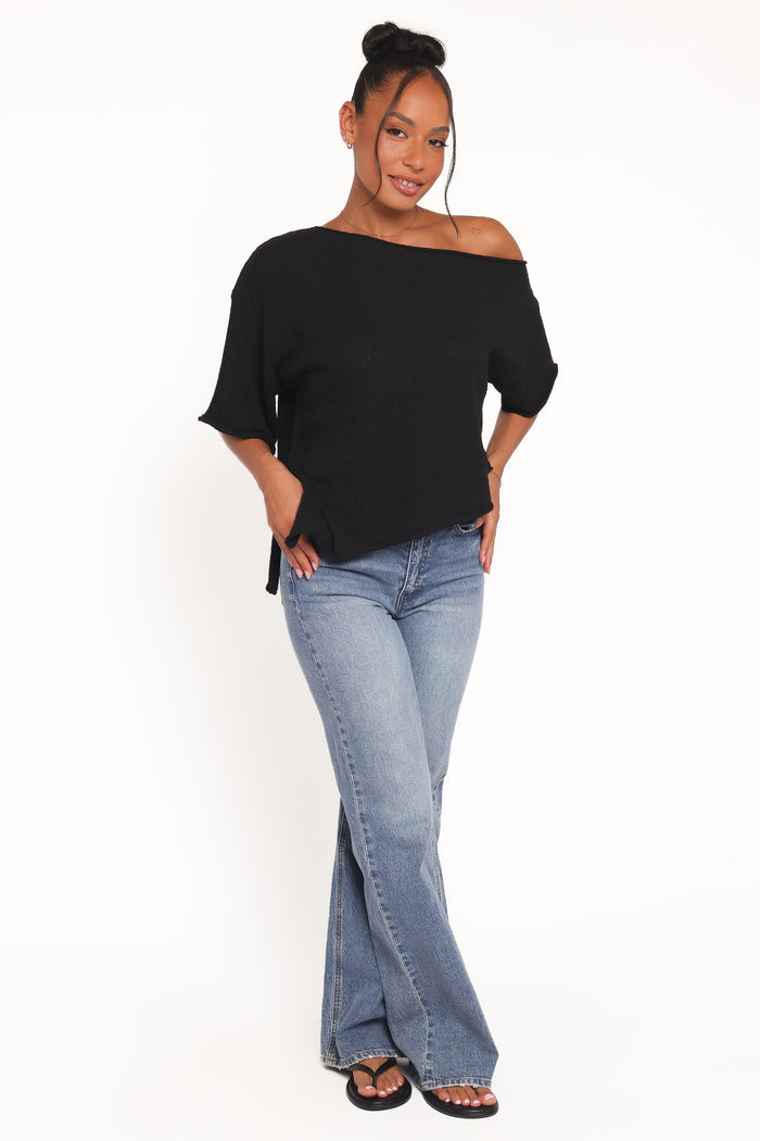 Petal and Pup USA TOPS Ardena Boucle Knit Top - Black