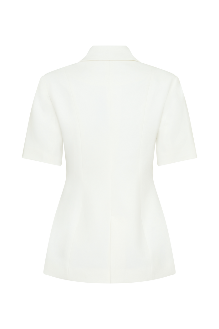 Ariella Button Up Short Sleeves Top - White