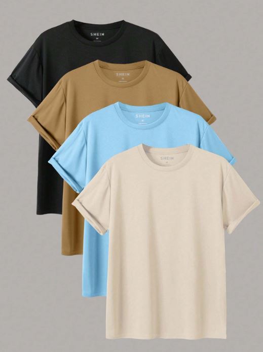 BASICS MEN 4PCS ROUND NECK TEE