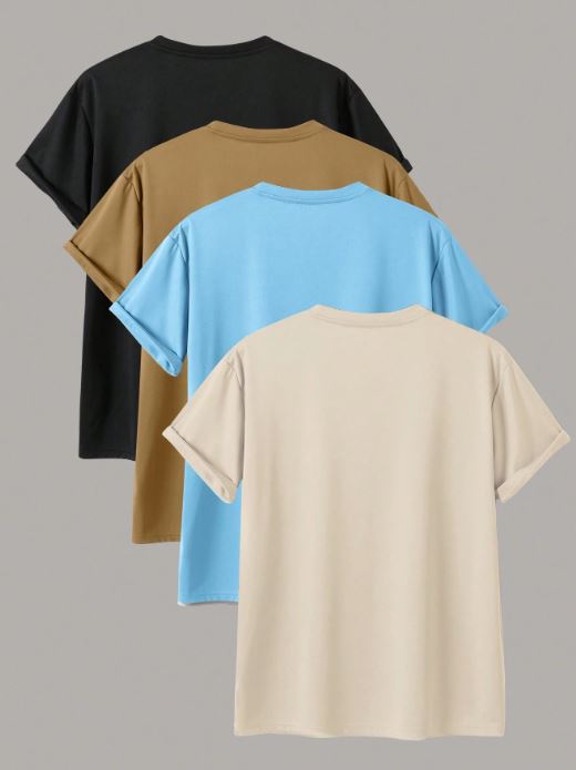 BASICS MEN 4PCS ROUND NECK TEE