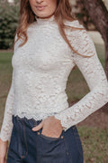 TOPS Beatriz Lace High Neck Top - Ivory