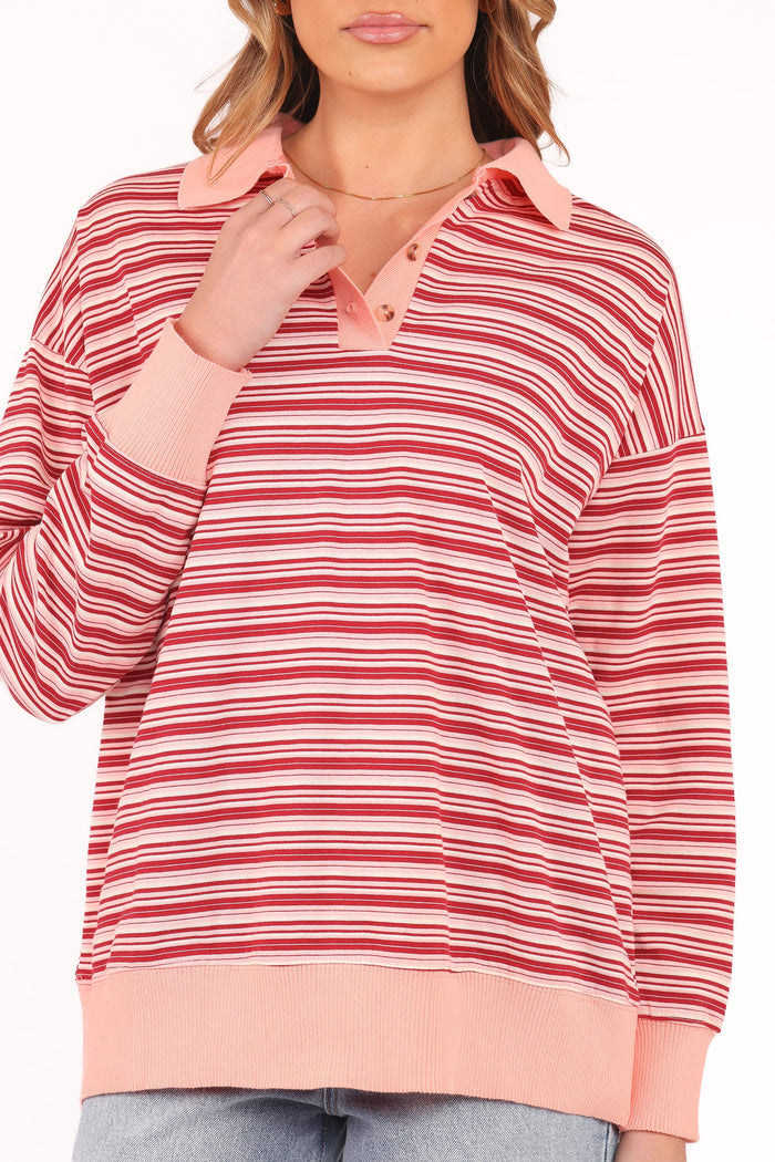 Petal and Pup USA TOPS Beau Long Sleeve Jersey Top - Pink Stripe