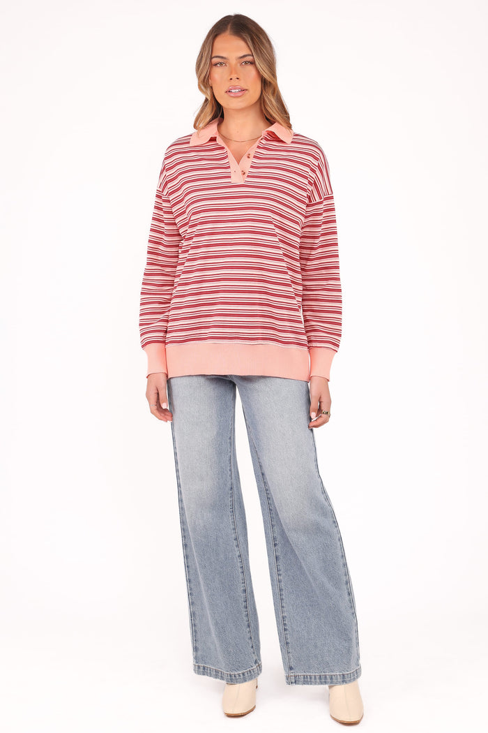 Petal and Pup USA TOPS Beau Long Sleeve Jersey Top - Pink Stripe
