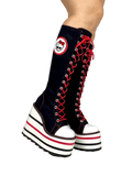 model showing side of boots