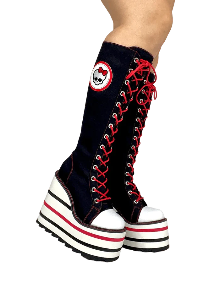 model showing side of boots