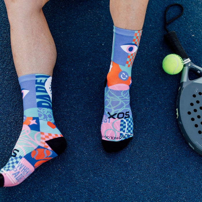 Blocks Pink Padel Crew Socks