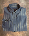 Blue with Tan Ticking Stripe Men's Dakota Shirt