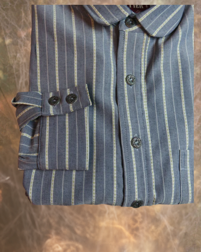 Blue with Tan Ticking Stripe Men's Dakota Shirt
