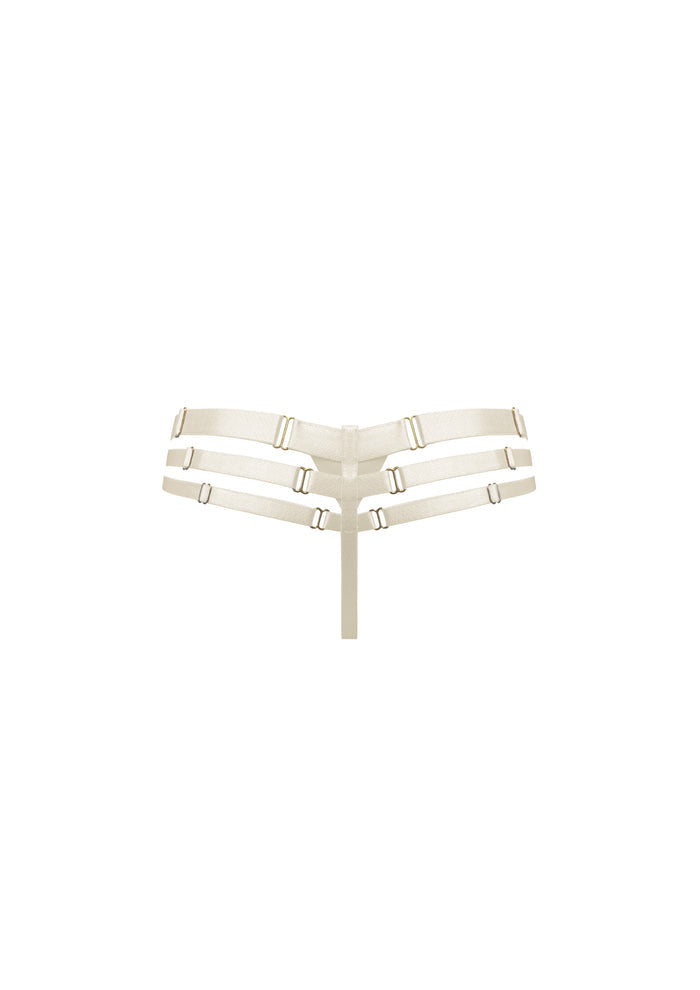 Bordelle Signature Art Deco Cream Multi-Strap Thong - House Of Huntington